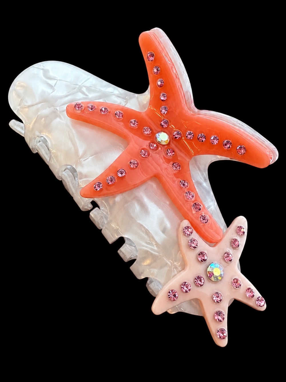 Piper K Nautical Starfish Hair Claw Clip Rhinestone Beach Coastal Pink
